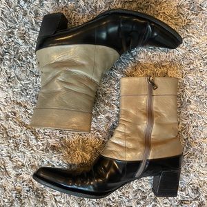Prada Vintage Leather Colorblock Pattern Boots - size 41 - US W 10